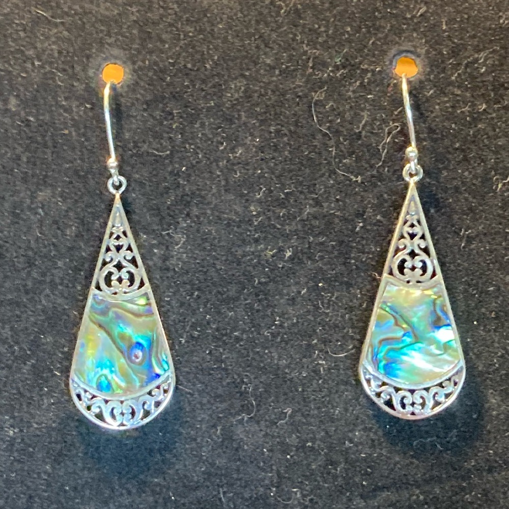 Abalone 925 Fish Hook Earrings